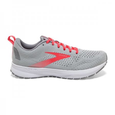 Brooks Women's Revel 4 Oyster/Alloy/Fiery Coral