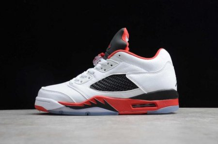 Women's | Air Jordan 5 Retro SNGL DY White Red Black Basketball Shoes