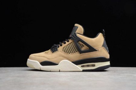 Men's | Air Jordan 4 Retro Mushroom Brown Gold Black Basketball Shoes