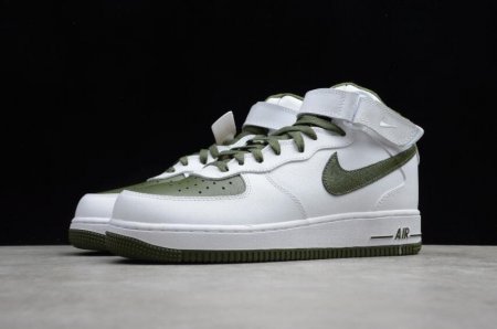Men's | Nike Air Force 1 Mid Retro White Dark Green 554724-088 Running Shoes