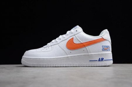 Women's | Nike Air Force 1 Low NYC White Blue Orange 722241-844 Shoes Running Shoes