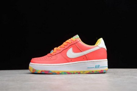 Women's | Nike Air Force 1 GS LSR CRMSN White Pink Orange 596728-605 Running Shoes