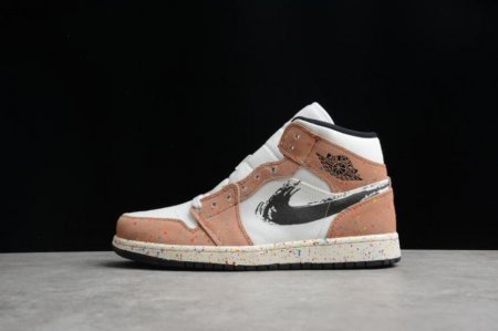 Women's | Air Jordan 1 Mid Se Sail Black Cider Chile Red Shoes Basketball Shoes