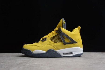 Women's | Air Jordan 4 Retro Lightning Tour Yellow Dark Blue Grey Basketball Shoes