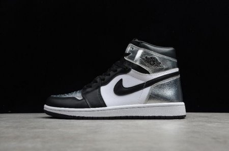 Men's | Air Jordan 1 High OG WMNS Silver Toe Black Metallic Silver-White-Black Basketball Shoes