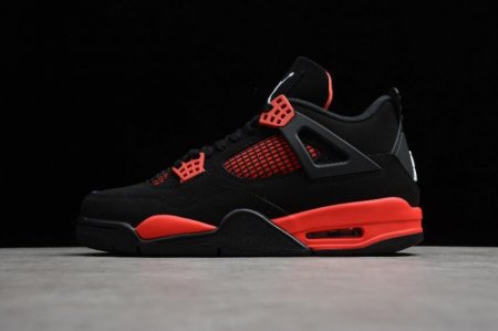 Men's | Air Jordan 4 Retro Red Thunder Black Basketball Shoes