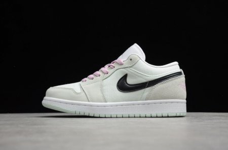 Women's | Air Jordan 1 Low SE Barely Green Black-Light Arctic Pink-White Basketball Shoes