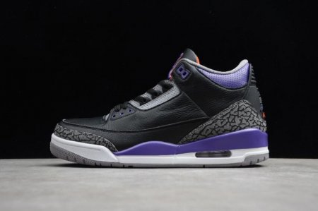 Women's | Air Jordan 3 Retro Court Purple Black Purple Basketball Shoes