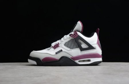 Men's | Air Jordan 4 Retro Psg White Bordeaux Neutral Grey Shoes Basketball Shoes