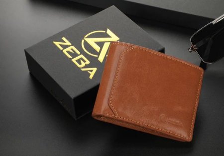 New Sale | Zeba Premium Leather Trifold Wallet With Removable ID-Cognac Brown