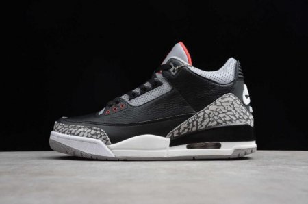 Men's | Air Jordan 3 Retro OG Black Fire Red Cement Grey Basketball Shoes