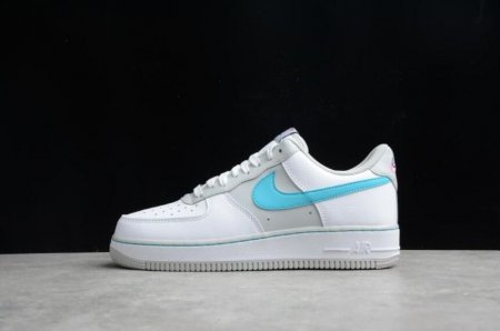 Men's | Nike Air Force 1 07 EMB DC8874-100 White Turquoise Blue Grey Running Shoes