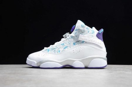 Women's | Air Jordan 6 Retro Rings White Court Purple Silver Basketball Shoes