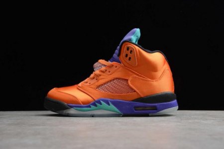 Women's | Air Jordan 5 Retro Orange Purple Green Basketball Shoes