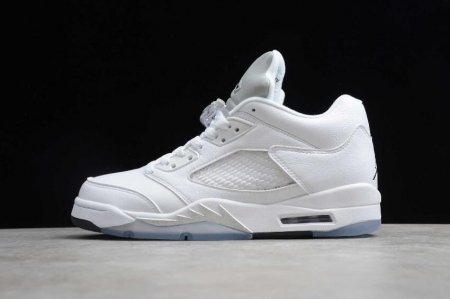 Men's | Air Jordan 5 Retro SNGL DY White Silver Basketball Shoes