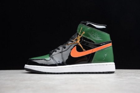 Men's | Air Jordan 1 Retro High OG Black Green Orange Basketball Shoes