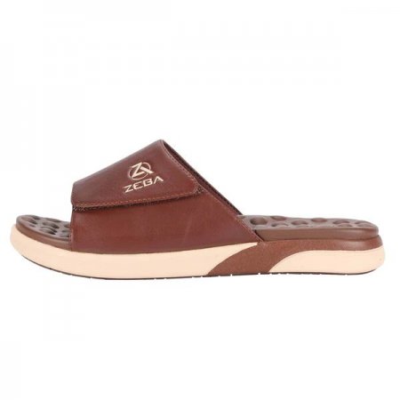Zeba | Men's Brown Massaging Leather Sandals With Strap (Sizes 7-16 Available)