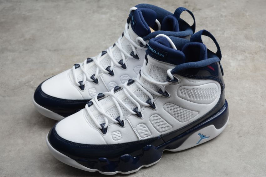 Women's | Air Jordan 9 Retro White University Blue 302370-145 Basketball Shoes