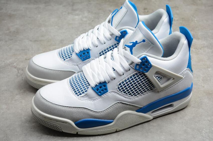 Men's | Air Jordan 4 Retro LS Military Blue White Legend Blue NTRL Grey Shoes Basketball Shoes
