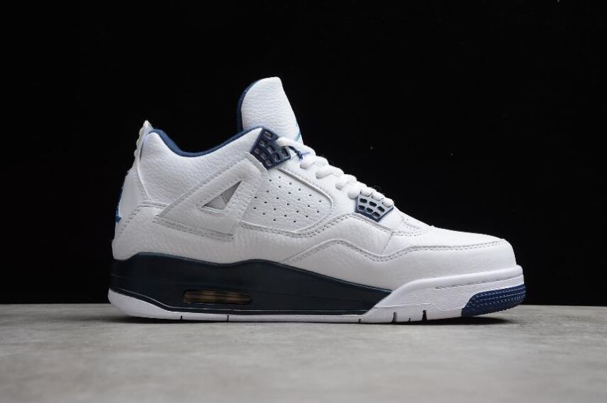 Men's | Air Jordan 4 Retro LS Columbia White Legend Blue Midnight Navy Shoes Basketball Shoes