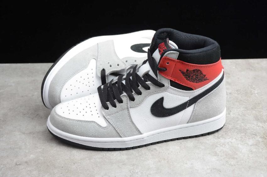 Men's | Air Jordan 1 High OG Light Smoke Grey White Black Varsity Red Basketball Shoes