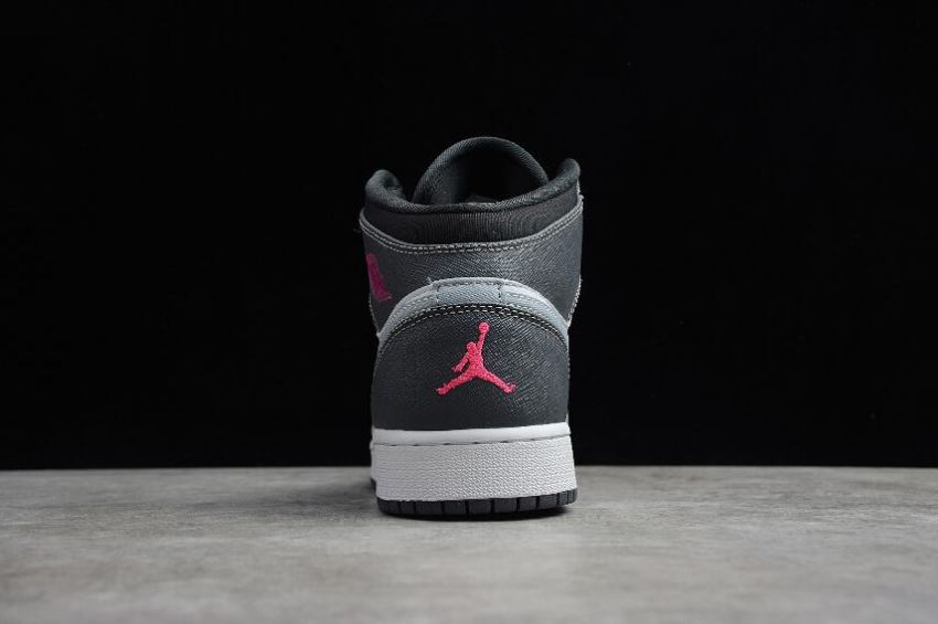 Women's | Air Jordan 1 Mid GG White Hyper Pink Wolf Grey Basketball Shoes