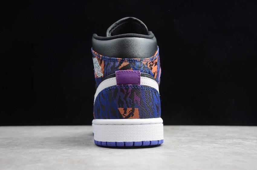 Women's | Air Jordan 1 Mid SE Black White Rush Violet Basketball Shoes