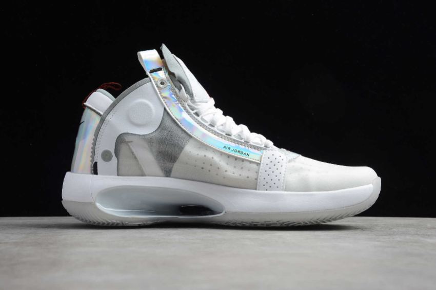 Women's | Air Jordan XXXIV PF White Metallic Silver BQ3381-101 Basketball Shoes