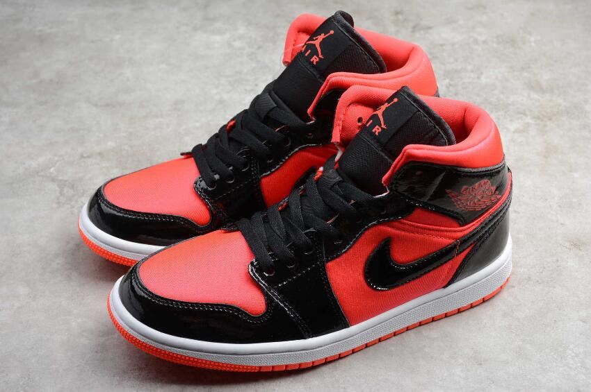 Women's | Air Jordan 1 Mid Bright Crimson Black Basketball Shoes
