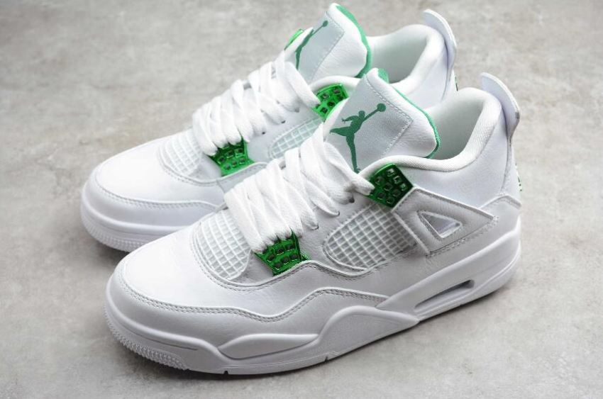 Men's | Air Jordan 4 Retro Low White Metallic Green Basketball Shoes