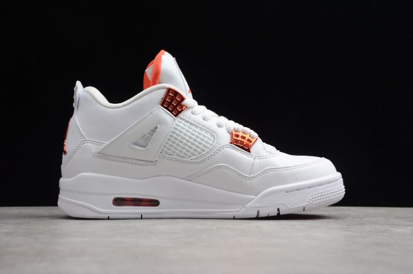 Men's | Air Jordan 4 Retro White Team Orange Basketball Shoes