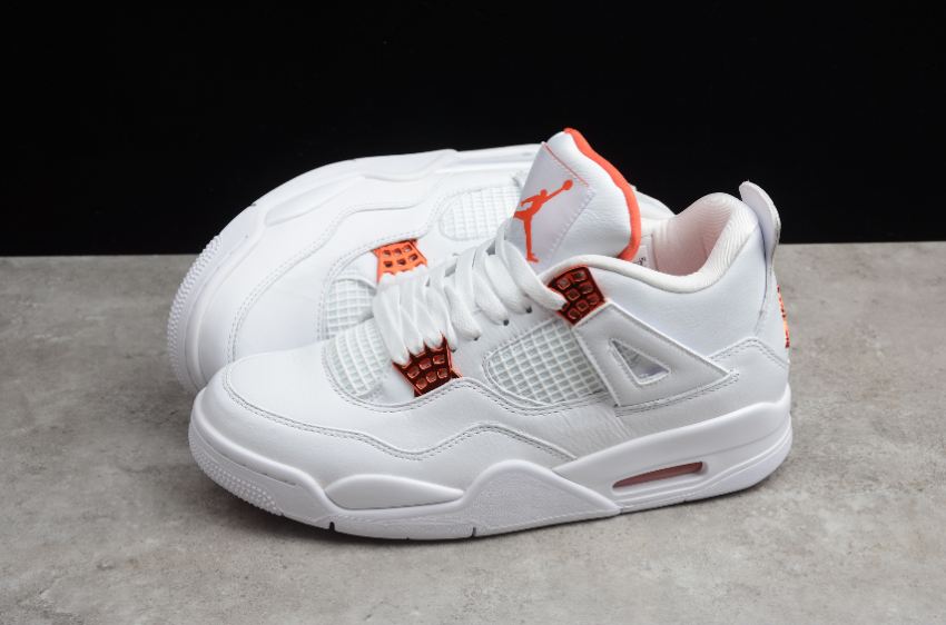 Men's | Air Jordan 4 Retro White Team Orange Basketball Shoes