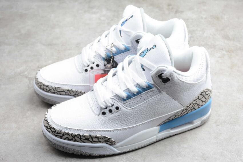 Women's | Air Jordan 3 Retro White Valor Blue Tedh Grey Basketball Shoes