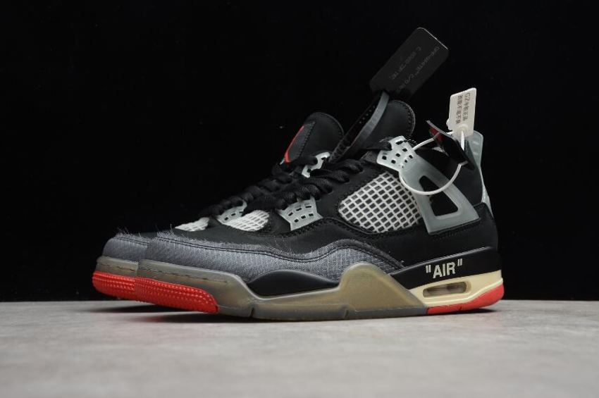 Men's | Air Jordan 4 Retro OW SP Sail Black Grey Red Basketball Shoes