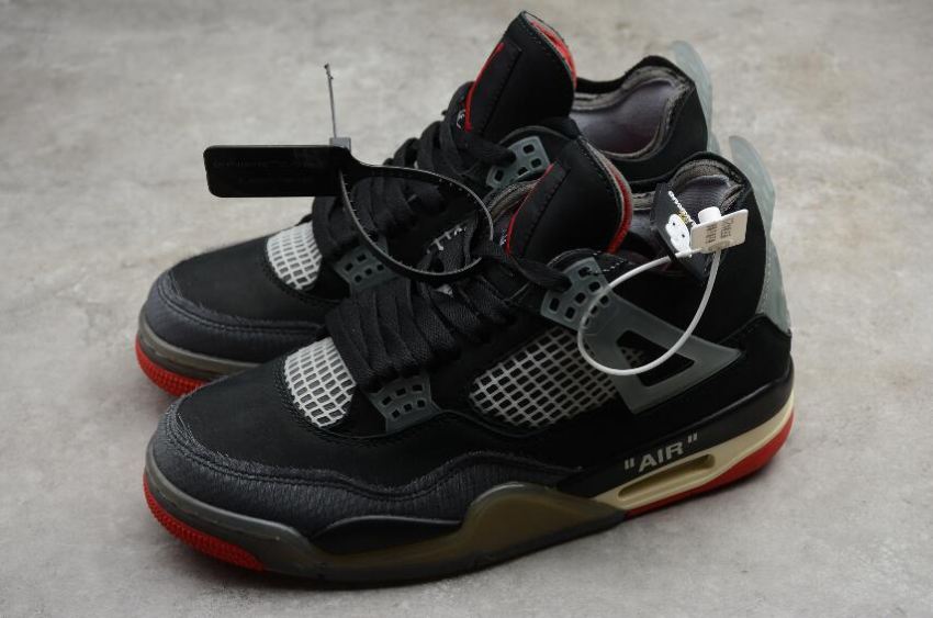 Men's | Air Jordan 4 Retro OW SP Sail Black Grey Red Basketball Shoes