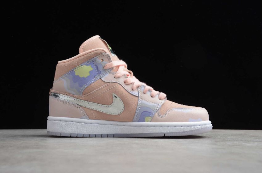 Women's | Air Jordan 1 Mid SE Washed Coral Chrome Light Whistle Basketball Shoes