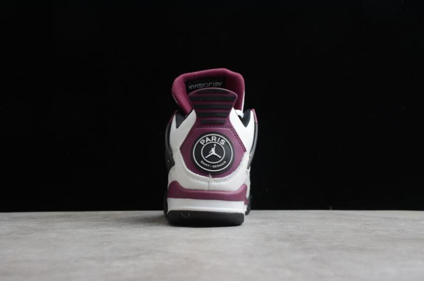 Women's | Air Jordan 4 Retro Psg White Bordeaux Neutral Grey Shoes Basketball Shoes