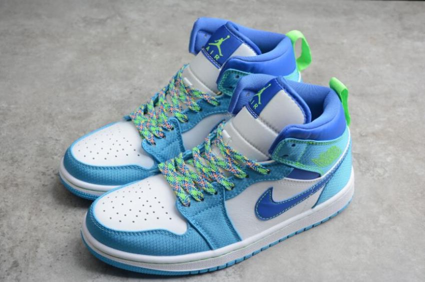 Women's | Air Jordan 1 Mid SE  DK Powder Blue Racer Blue Shoes Basketball Shoes