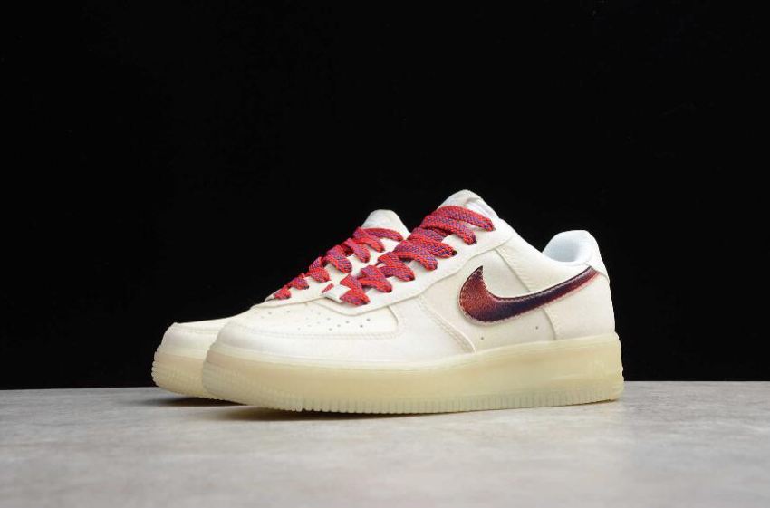 Women's | Nike Air Force 1 GS Colorful Beige University Red 718152-007 Running Shoes