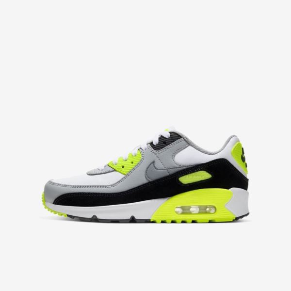 Nike Shoes Air Max 90 LTR | White / Light Smoke Grey / Volt / Particle Grey